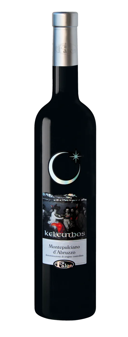 Bottiglia di Keleuthos con la luna e la stella in etichetta